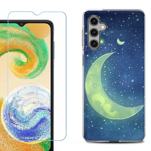 OneToughShield ® Shockproof Phone Case Compatible with Samsung Galaxy A15 5G, with Tempered Glass Screen Protector – Whimsical Moon
