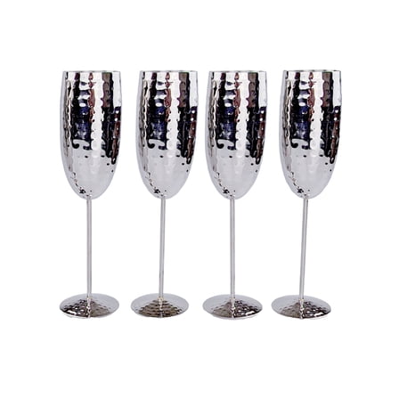 BREKX 10 oz Shatterproof Stainless Steel Champagne Flutes Set of 4