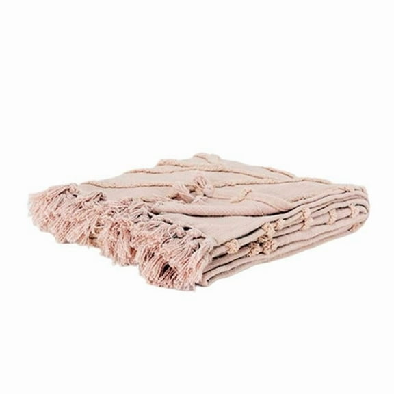 Blush Woven 100 Percent Textured Cotton Floral Throw Blanket