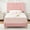 Pink, variant on Twin Size Bed Frame, Boucle Upholstered Platform Bed with Wave Headboard, Wooden Slats Support, No Box Spring Needed, Easy Assembly