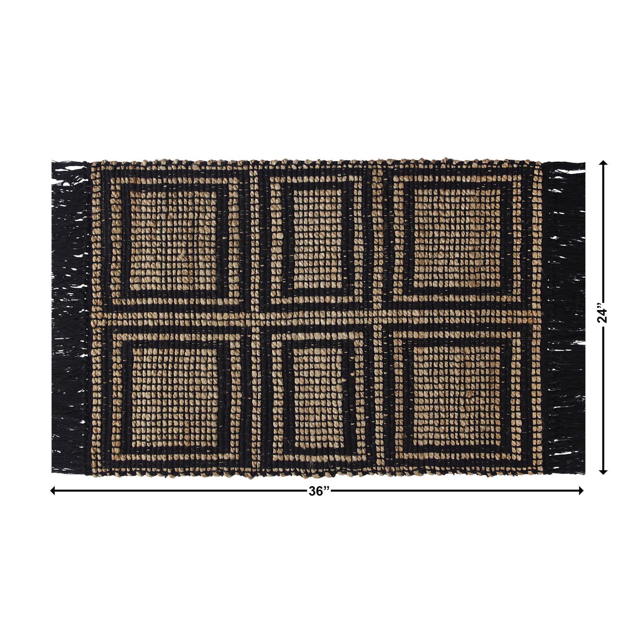 Better Homes & Gardens Black & Natural Interlocking Jute 24" x 36" Accent Rug
