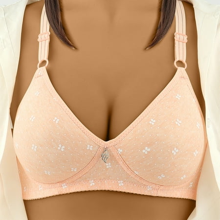 Ndbuld Bras for Women Bras for Women No Underwire Women s Broken Flowers Sexy Comfortable Breathable Exhaust Printing Non-Wired Bra Sales Today Clearance M Pink
