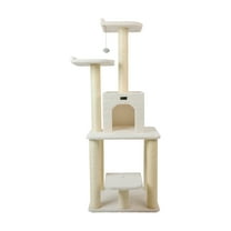 Armarkat 62-in real wood Cat Tree & Condo Scratching Post Tower, Ivory