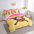 thumbnail image 2 of Castle Fairy Baseball Glove Bat King Bedding 7pcs, Ice Cream Drip King Bed in a Bag, Pink Brown Yellow,Pink Reversible, 2 of 7