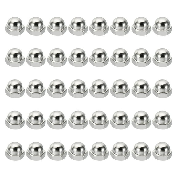 Uxcell M10x1 Hex Acorn Bolt Covers, 40 Pcs Fine Thread Carbon Steel Screw Covers Caps, Silver Tone