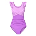 thumbnail image 5 of mgoYE Girl Swimsuit Size 10-12 Girls One Piece Swimsuit Cute Striped Bathing Suit Hawaii Swimwear(Purple,11-12 Years), 5 of 6