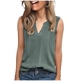 thumbnail image 6 of Pxxlle Whiter Eyelet Tops for Women Summer Casual Sleeveless Tank Top Loose Fit V Neck Trendy Shirts for Going Out Army Green L, 6 of 10