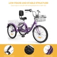 thumbnail image 4 of Dextrus Adult Tricycle, 24 Inch 3 Wheel Bikes, 1 Speed Trike Bike for Adults with Removable Baskets, Cruiser Bike for Seniors Women Men Shopping Picnic Outdoor Sports, Purple, 4 of 6
