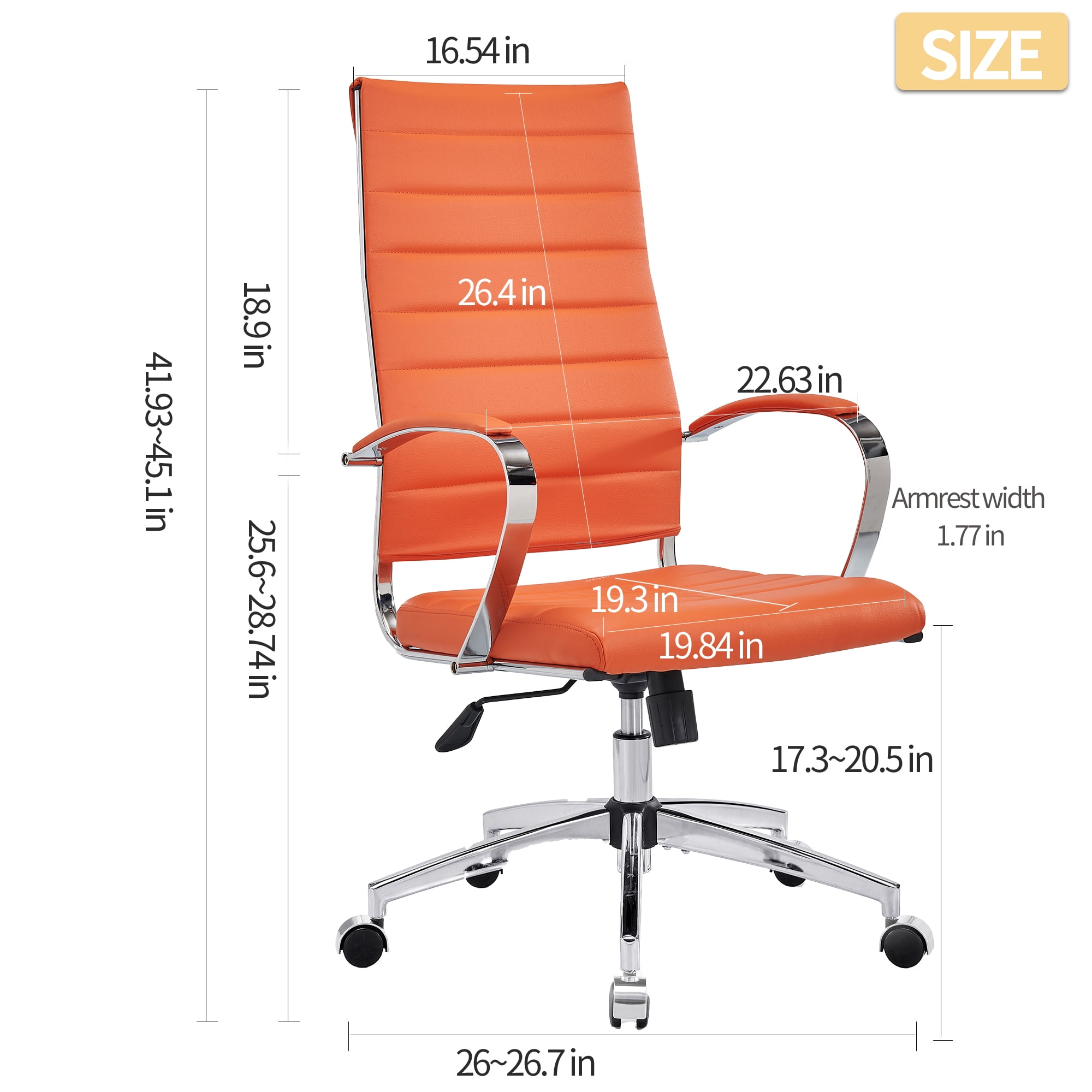 CAROCC High Back Executive Office Chair with Armrest Adjustable Swivel Chair in Durable Vegan Leather Modern Office Chair Ergonomic Desk Chair for Extra Back & Lumbar Support