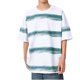 thumbnail image 2 of Blusas y camisas de manga corta y cuello redondo para hombre, blusas casuales de rayas de color liso con lazo y cuello redondo, de manga corta y concisas para hombre., 2 of 6