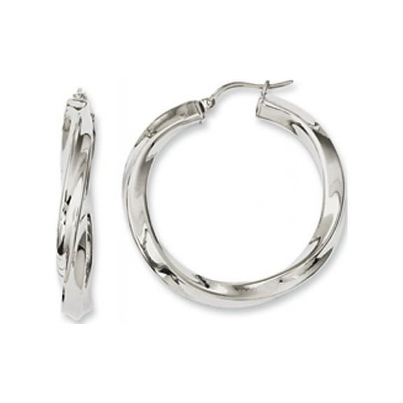 Stainless Steel Twisted Polished Hollow Hoop Earrings