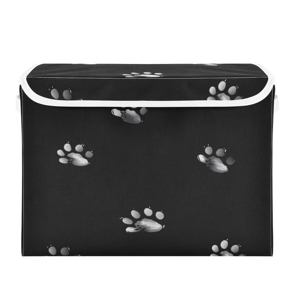 16.5x12.6x11.8in Foldable Flip-Top Storage Bin, Dustproof Magic Tape Closure, Ideal for Home & Toy Organization，White Paw
