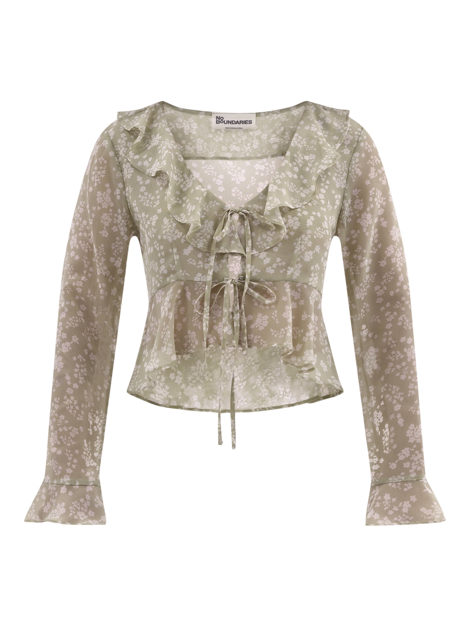 No Boundaries Ruffle Woven Top, Women's