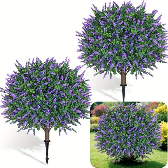 2 sets of artificial hedge that imitates the greening of the bushes, with ground thorns 22 inches, for indoor, garden, courtyard, porch, decoration faux boxwood plant
