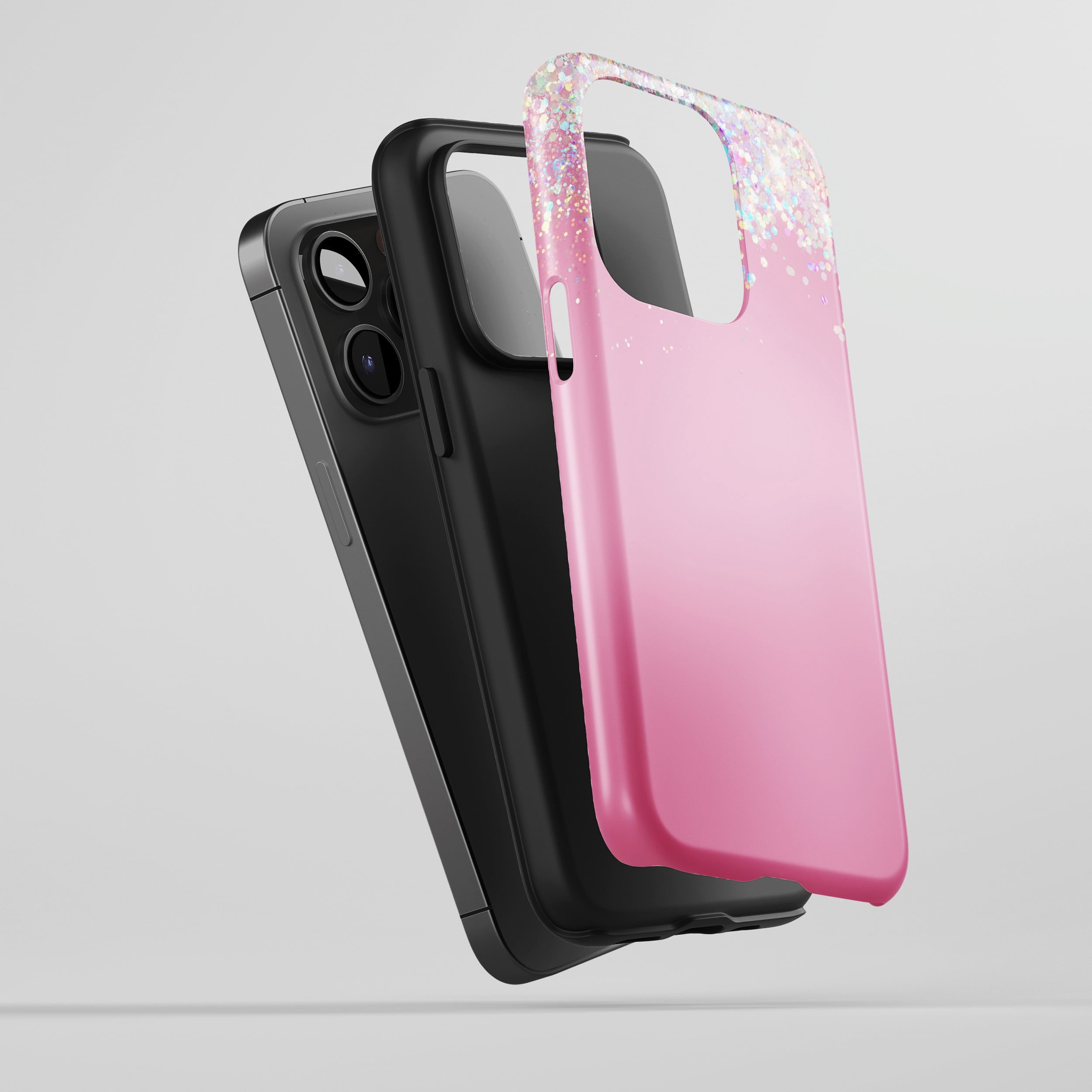 Glitter Gradient Pink Case For All iPhone Series Tough Phone Case