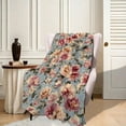 thumbnail image 3 of 1pc Soft and Warm Floral Rose Flannel Blanket for Couch, Sofa, Office, Bed, Camping, and Traveling, 3 of 8