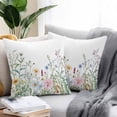thumbnail image 2 of Throw Pillow Covers 20x20 Inch Set of 2, Spring Floral Waterproof Outdoor Pillow Covers, Wildflowers Herbs Summer Botanical Decorative Cushion Pillowcases for Couch, Sofa, Bed, Garden, Patio, 2 of 9