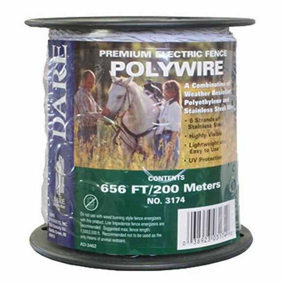 Dare Products 3174 200 mm. x 656 ft. Heavy Duty Poly Wire- White