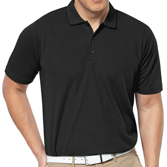 Antigua Men's Avalon Textured Knit Performance Polo Golf Shirt, X-Large Black