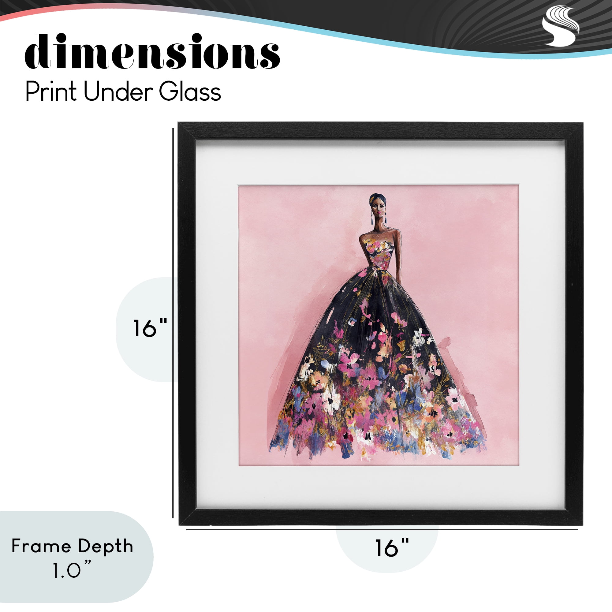 Stupell Industries Floral Reverie Gown Black Framed Print Under Glass, design by Svetlana Aleynikova