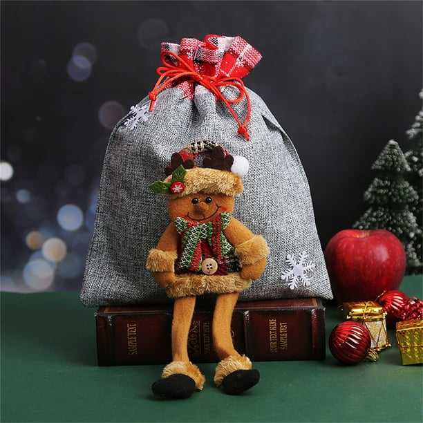 Xihbxyly Oferta Principal Del Día Solo Hoy Bolsa de Retícula Navideña con Relieve para Colgar Muñecas, Bonita Bolsa de Almacenamiento, Relleno de Dulces, Árbol de Navidad para Niños y Familias, Papá