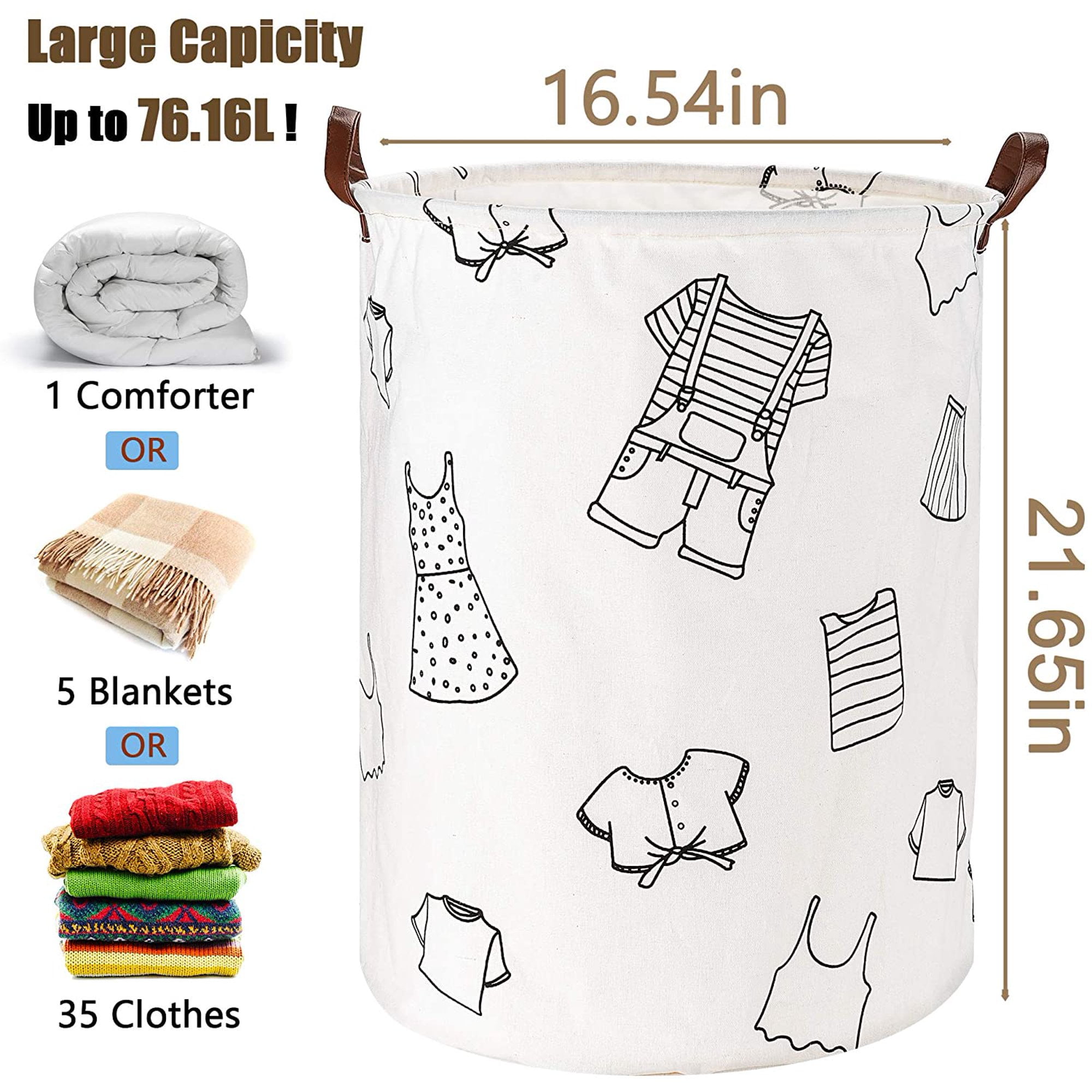 depositum Rig mand Spiller skak ULG Foldable Laundry Hamper for Clothes Toys Bedroom Bathroom PE Leather  76L Bulldog - Walmart.com