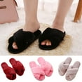 thumbnail image 1 of SPRING PARK Women's Faux Fur Comfy Lightweight Open Toe Indoor Outdoor House Slippers, 1 of 7
