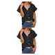 thumbnail image 1 of sweethay Camisa de mujer Casual con cuello en V lindo botón blusa Oficina señora fiesta fecha banquete transpirable verano Top ropa negro S Type1 NO1, 1 of 6