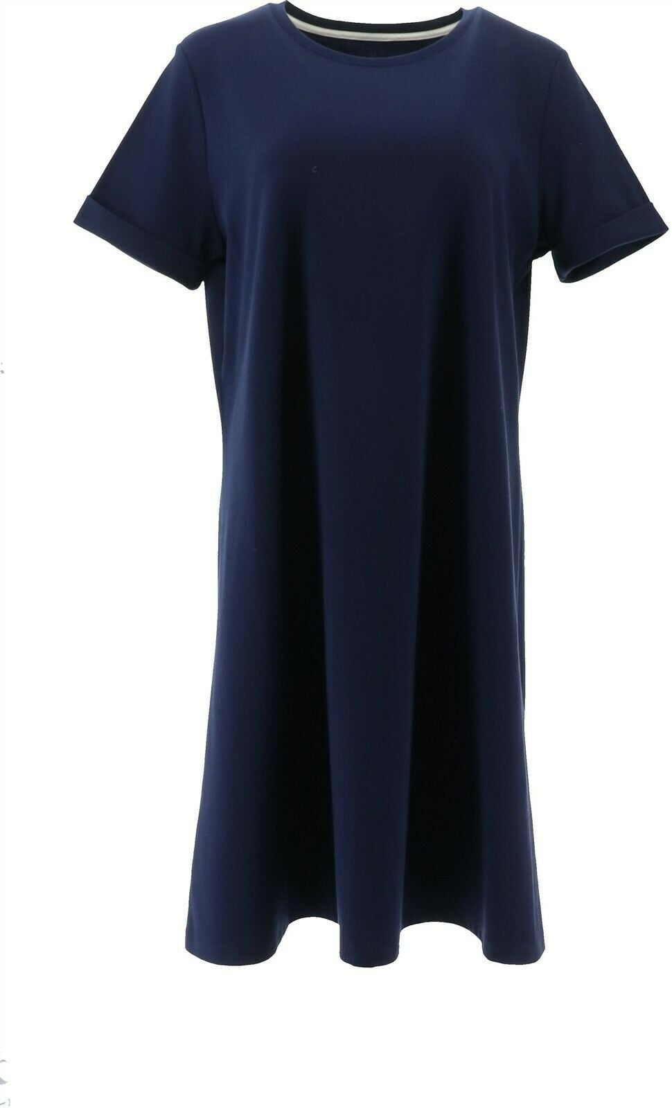 Isaac Mizrahi Pima Cotton Dress Rolled Slvs Black L NEW A378401