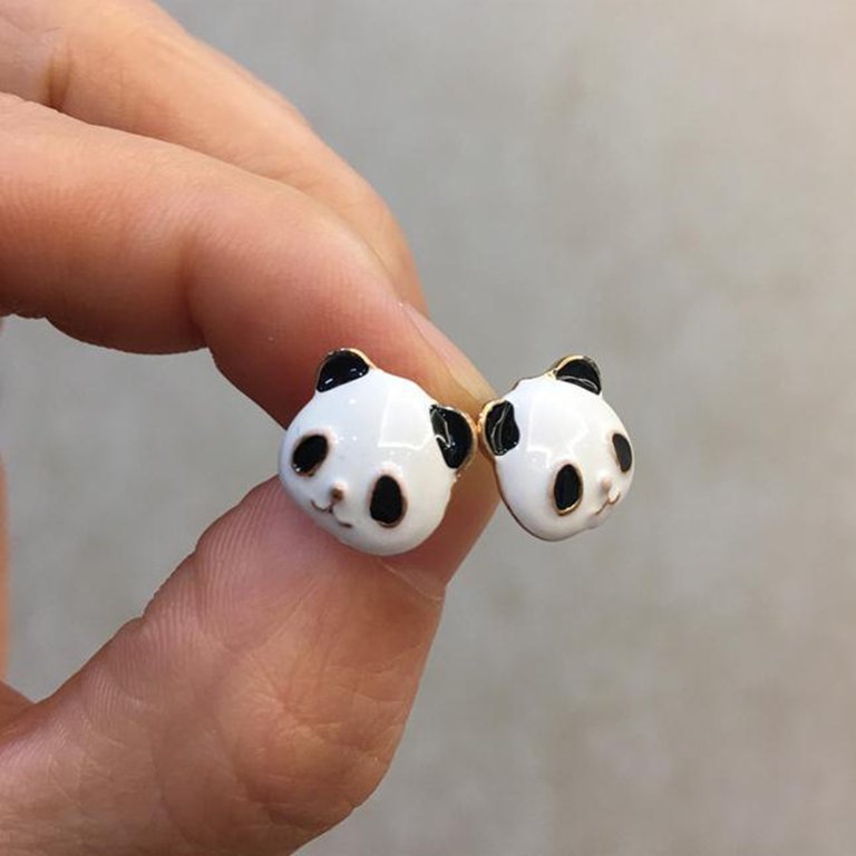 Gold-plated pendant for children with enamel panda motif