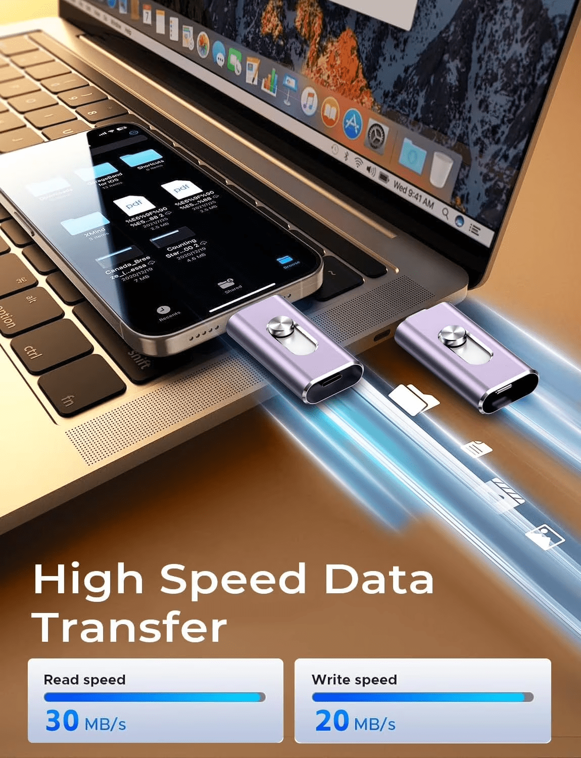 USB Flash Drive for iphone,iPad,3 IN 1 Memory External Storage,Type-C Thumb Drive for OTG Android Phone and Computer