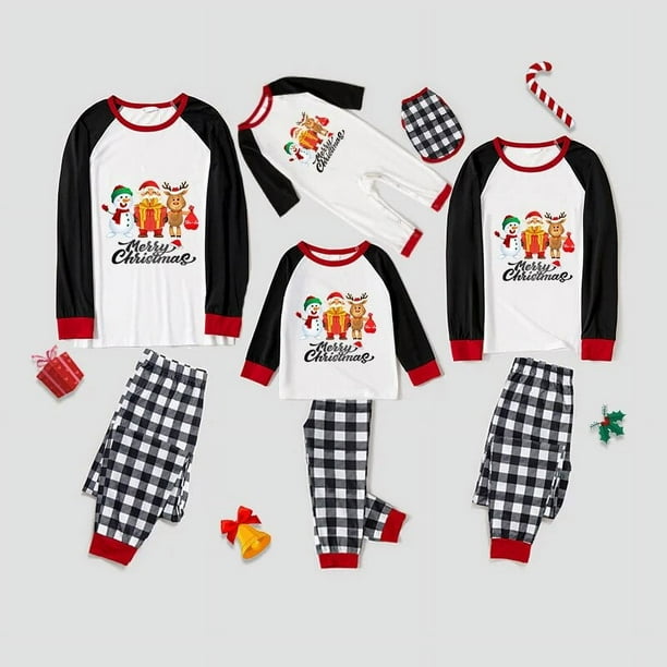 Pijamas familiares a juego de Navidad, diseño exclusivo de Papá Noel y muñeco de nieve, caja de regalo de Feliz Navidad, conjunto de pijamas azules