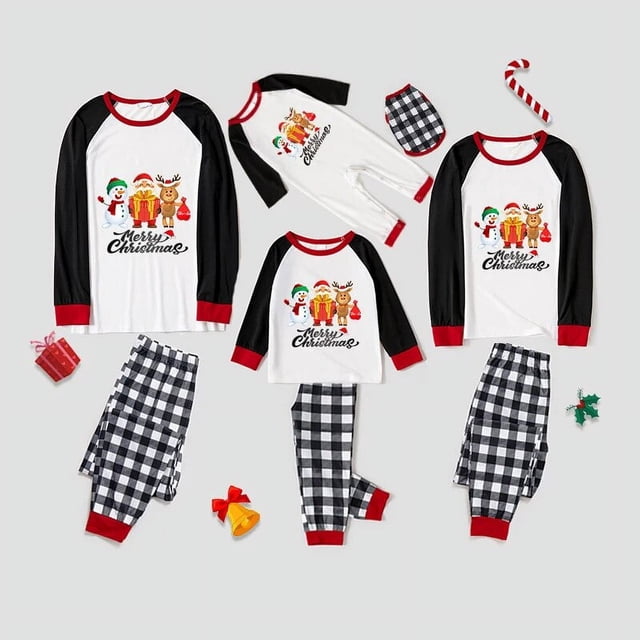 Pijamas familiares a juego de Navidad, diseño exclusivo de Papá Noel y muñeco de nieve, caja de regalo de Feliz Navidad, conjunto de pijamas azules