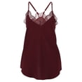 thumbnail image 5 of Deago Women's V Neck Sleeveless Lace Trim Spaghetti Strap Camisole Cami Tank Top Loose Blouse Shirts (Wine Red, M), 5 of 9