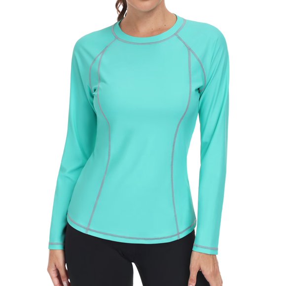 Charmo Women's Long Sleeve Swimsuit Tops Sun Protection UPF 50+ Rash Guards Hiking Runing Athletic Swim Shirts