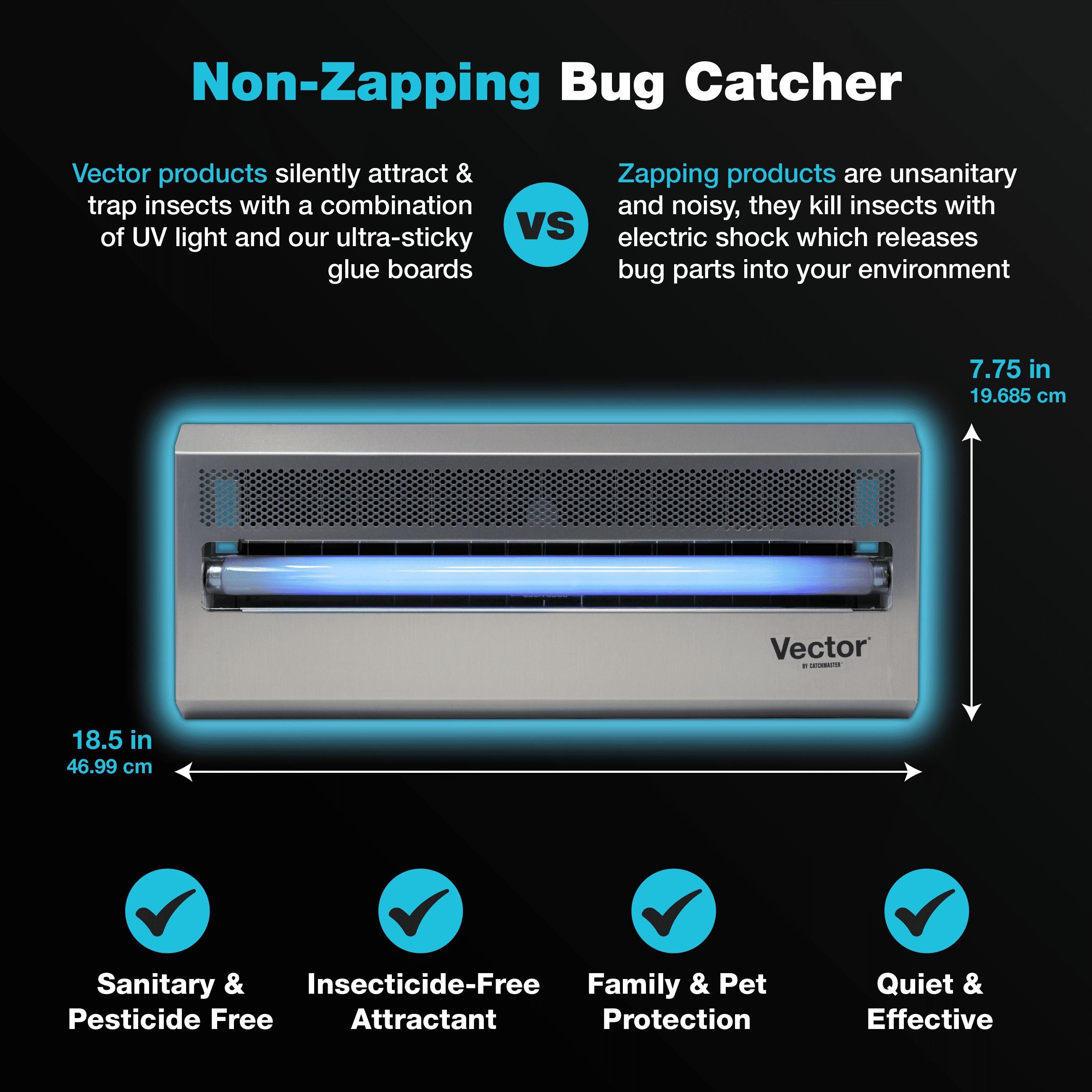 Catchmaster Vector 15, UV Light Fly Traps for Indoors, Silent Bug Light Trap Indoor