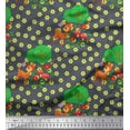 thumbnail image 1 of Soimoi Velvet Fabric Floral,Tree & Deer Kids Printed Fabric 1 Yard 58 Inch Wide, 1 of 1