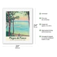 thumbnail image 2 of Beaches of France - Côte d'Argent Bassin d'Arcachon - Vintage Travel Poster by Albert Marquet c.1950 - Fine Art Rolled Canvas Print 16in x 20in, 2 of 4