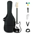 thumbnail image 1 of Costway 45.5" Electric Bass Guitar with Double Pickups, Open-gear Tuning, Gig Bag, Rope Black + White, 1 of 10