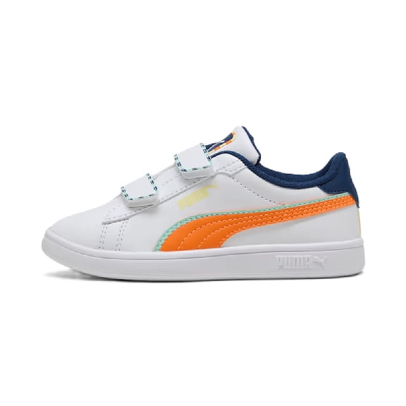 Little Kid's Puma Smash 3.0 Playdate V PS Puma White-Orange Glo (402830 01) - 2