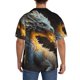 thumbnail image 3 of Balery Golden White Fire Dragon Camisa Casual de Manga Corta con Botones para Hombre, Texturizada, Estilo Cubano, para Playa, Verano-Large, 3 of 5