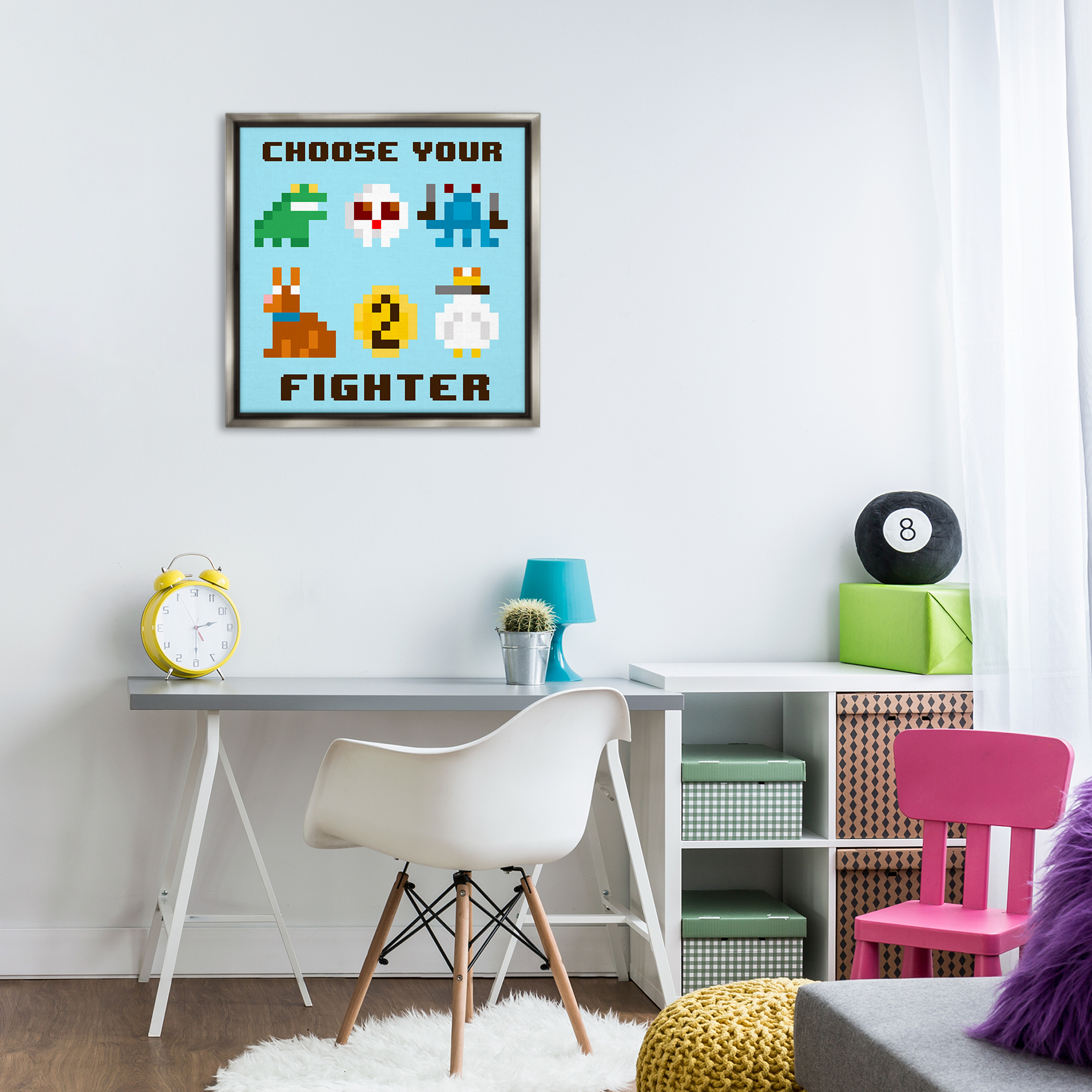 Stupell Industries Choose Gaming Fighter Entertainment Painting Gray Floater Framed Canvas Art Print Wall Art, 25 x 25