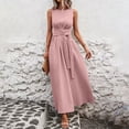 thumbnail image 2 of XuJwPNcy Dresses for Women Sleeveless Tie Front Aline Dress Round Neck Thin Maxi Dresses Ladies Summer Comfortable Clothes, 2 of 7