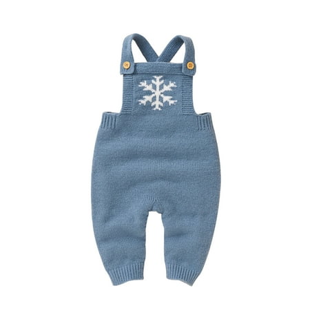 

jaweiwi Baby Girl Boy Knitted Overalls Snowflake Square-Neck Sleeveless Suspenders Jumpsuit for Toddlers Size 0 6 9 12 18 Months