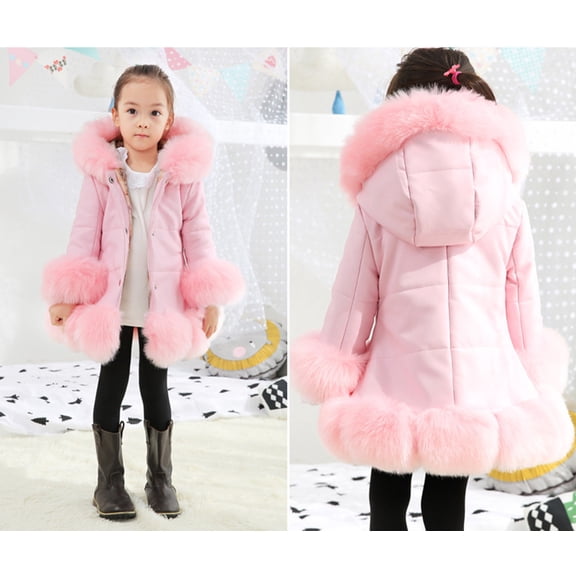 Vedolay Jean Jackets Girls Fall Winter Coat Warm Wool Blend Hooded Outerwear Jacket,Pink 8-9 Years