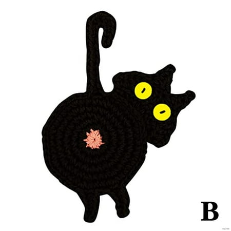 

For Drinks Holder Cat Butt Drink Cup Mat Handmade Crochet Mug Coasters Home