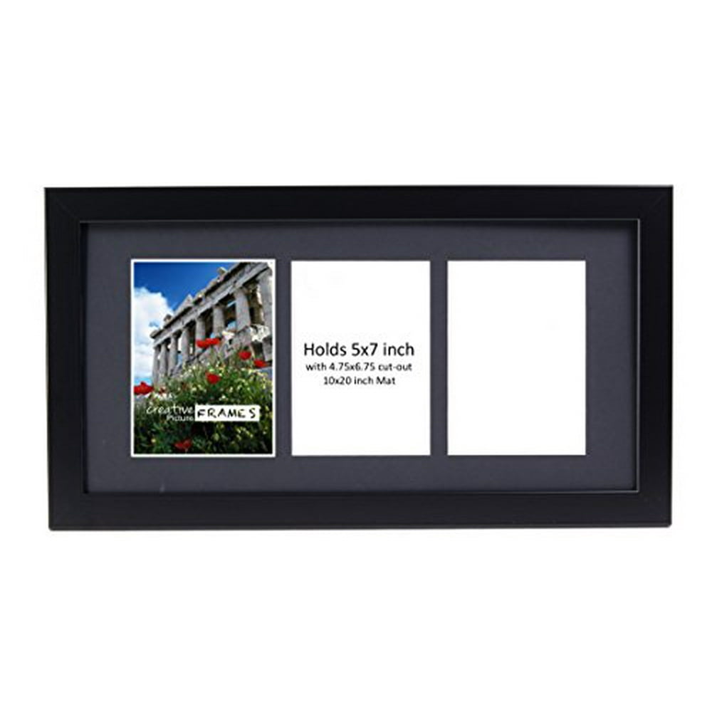 CreativePF 3 Opening Black Picture Frame Holds 5 by 7inch Media with