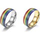 thumbnail image 1 of 2024 2 Pcs Rainbow Pride Ring Two-tone Rainbow Inlay Lover Wedding Engagement Bands 8mm Width Stainless Steel Pride Parade Rainbow Ring Couples Rings, 1 of 3