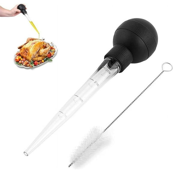 Lanbtorn Large Turkey Baster with Cleaning Brush - Turkey Baster Syringe Tool for Cooking Flavor Meat Poultry, Beef, Chicken