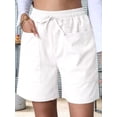 thumbnail image 4 of Omen Casual Shorts Drawstring Comfy Elastic Waist Shorts Summer Pull on Short with Pockets White S, 4 of 7